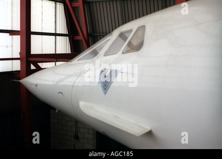 Nez de concorde et de pilotage d'avion test à Duxford Museum Banque D'Images