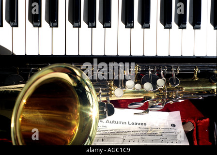 Partitions saxophone et claviers Banque D'Images