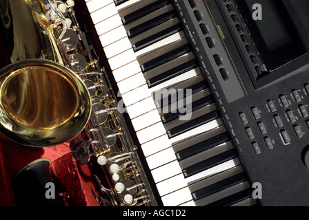 Partitions saxophone et claviers Banque D'Images