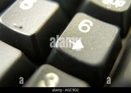 Clavier ordinateur noir clé numéro 6 close up Banque D'Images