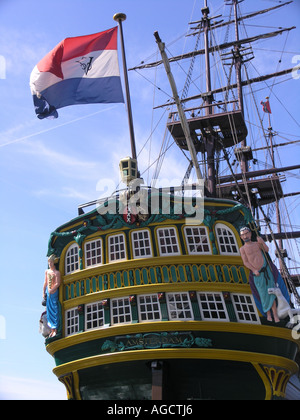 L'Amsterdam historique d'un navire à voile dans le port d'Amsterdam à l'scheepvaart Museum Banque D'Images