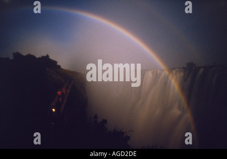 Arc-en-ciel lunaire Zambie Chutes Victoria Banque D'Images