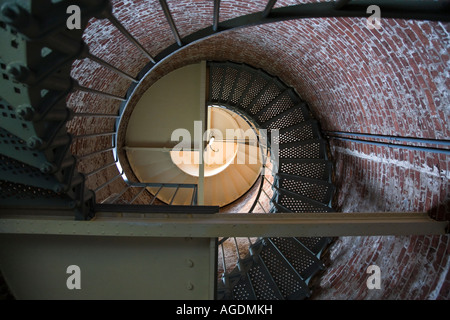 Escalier circulaire à l'intérieur de Cape Blanco light house New York Banque D'Images