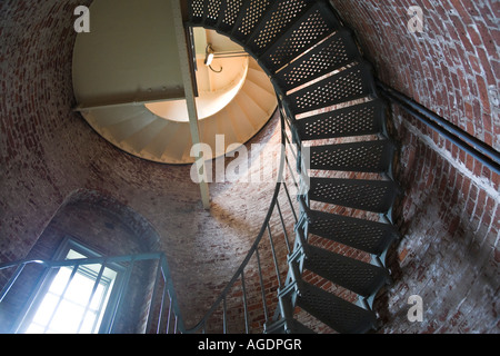 Escalier circulaire à l'intérieur de Cape Blanco light house New York Banque D'Images