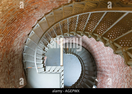 Escalier circulaire à l'intérieur de Cape Blanco light house New York Banque D'Images