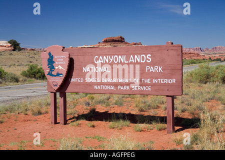 Notant signe Parc national Canyonlands National Park à l'entrée Banque D'Images