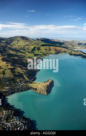 Charteris Bay Lyttelton Harbour canterbury ile sud Nouvelle Zelande aerial Banque D'Images