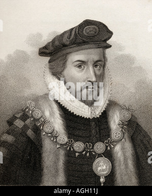 Sir Christopher Hatton, 1540 - 1591. Politicien anglais, Lord Chancelier d'Angleterre de 1587 à 1591. Banque D'Images