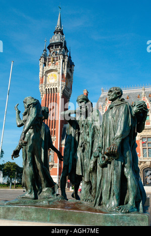 Sculpture célèbre de Rodin  : les Bourgeois de Calais (France) Calais-Northern Banque D'Images