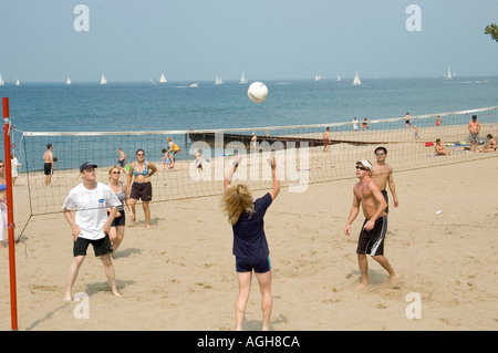 Action de volley-ball de plage Port Huron au Michigan Banque D'Images