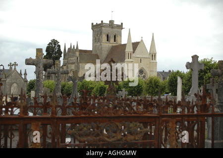 Cimetière et église Notre Dame, France, Normandie, Calvados, Dives-sur-mer Banque D'Images