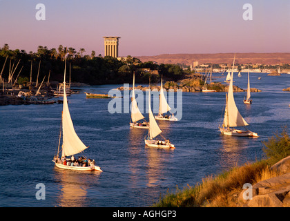 Egypte Nil Assouan Elephantine Island felouques Navigation Banque D'Images