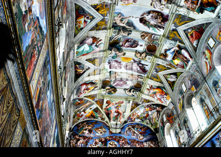 Des fresques de Michel-Ange dans la Chapelle Sixtine, Musée du Vatican, Vatican, Rome, Italie Banque D'Images