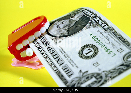 Jouet d'enroulement en plastique bouche manger United States One Dollar Bill Banque D'Images