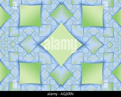 Ornement de tuiles et rhombus en vert et bleu. Schéma de couleurs pour papier peint, textile, linge de maison, rideaux, etc. Banque D'Images