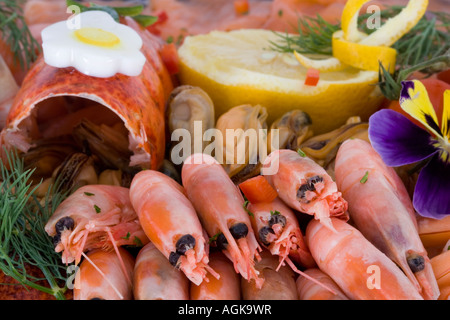 Sélection de fruits de mer prêt à manger Banque D'Images