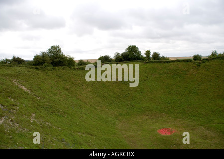 Lochnagar Crater le site d'une mine a explosé par les Britanniques le 1 juillet 1916 le premier jour de la bataille de la Somme, France Banque D'Images