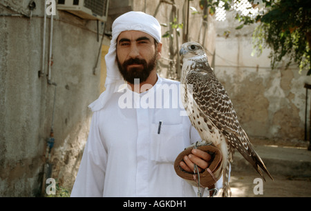 Sharjah UAE Man et sakar (Hawk) Banque D'Images