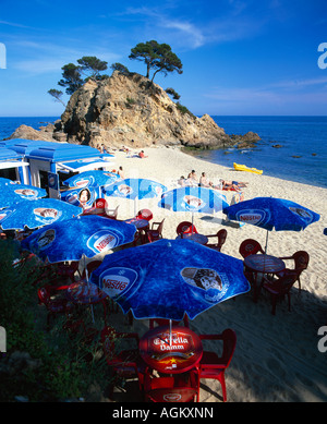 Vue sur mer & plage de Tossa de Mar Gérone Catalogne Catalogne Catalogne Costa Brava España Espagne Europe Banque D'Images