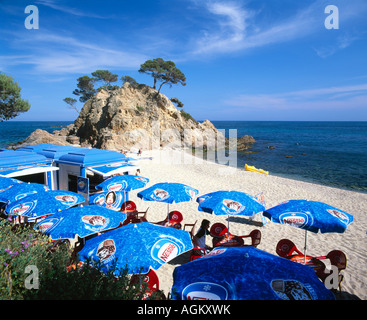 Vue sur mer & plage de Tossa de Mar Gérone Catalogne Catalogne Catalogne Costa Brava España Espagne Europe Banque D'Images