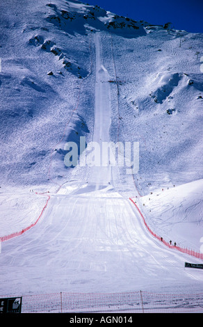 La vitesse de vol kilomètres Ski Run Les Arcs France Banque D'Images