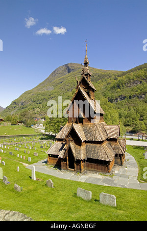 Dans la Starvkirke Borgund Laerdal Valley près de Laerdalsoyri Norvège Banque D'Images