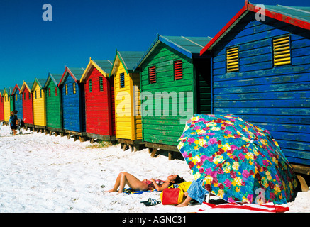 Maisons de Plage de Muizenberg, près de Cape Town Afrique du Sud Banque D'Images