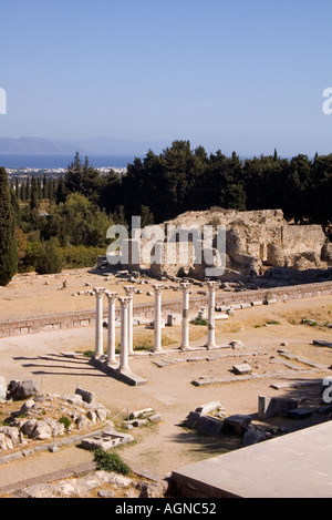 Dh ASKLEPEION GRÈCE KOS autel d'Asclépios et Temple d'Apollon piliers sur deuxième terrasse Banque D'Images