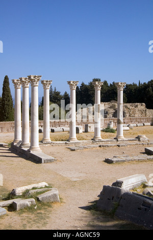 Dh Temple of Apollo ASKLEPEION KOS GRÈCE Temple d'Apollon piliers sur deuxième terrasse Banque D'Images