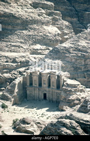 Vue aérienne du monastère Deir Al ou Nabataen ville de Petra Banque D'Images