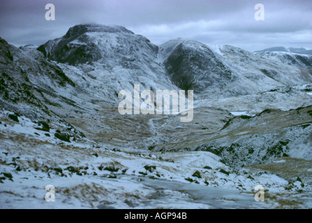 Grand gable en hiver de près de esk hause, parc national de lake District, Cumbria, England, UK. Banque D'Images