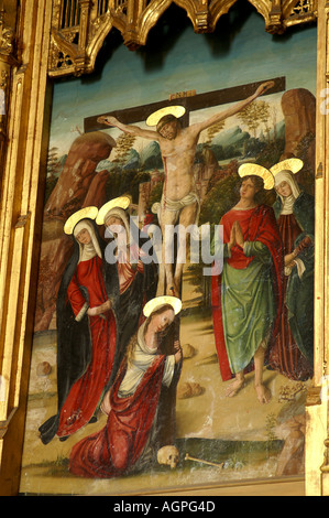 Panneau central du triptyque peinture de l'autel dans la chapelle Dame cathédrale de Durham Angleterre Royaume-Uni Royaume-Uni Grande-bretagne Go Europe Banque D'Images