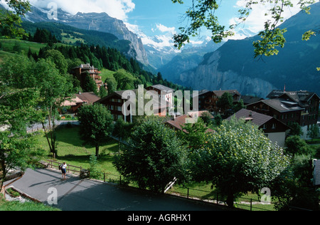 Village de montagne / Wengen Banque D'Images