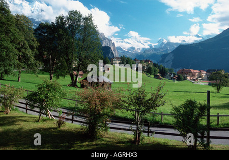 Village de montagne / Wengen Banque D'Images