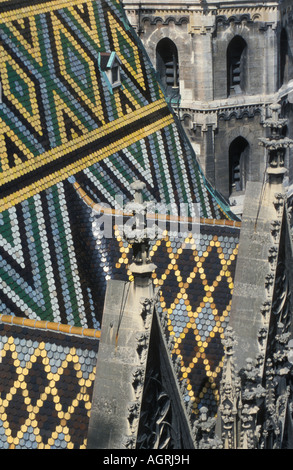 Détail de la toiture de la cathédrale St.Stephen à Vienne Autriche Banque D'Images