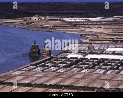 Dh SALINAS DE JANUBIO LANZAROTE Salinisation sel de mer de l'usine d'extraction des champs Banque D'Images