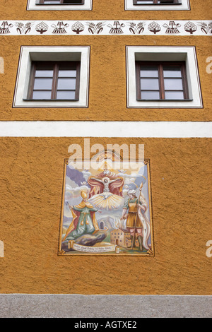 Fragment de mur d'une maison à Saint Wolfgang village. Salzkammergut, Autriche. Banque D'Images