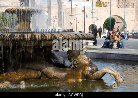 Tripoli (Libye). Fontaine italienne, carré vert. Banque D'Images