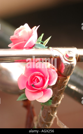 Close up detail d'une décoration sur un vélo, Amsterdam. La Hollande. Banque D'Images