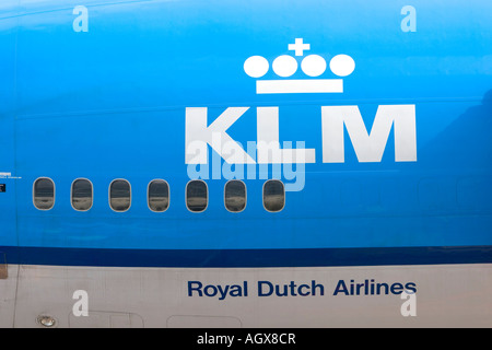 KLM avion à l'aéroport de Schiphol à Amsterdam Pays-Bas Banque D'Images