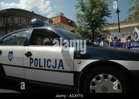 Skoda Octavia voiture de police à Varsovie, Pologne Banque D'Images