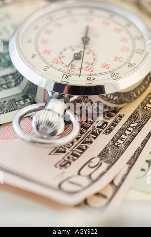 Still Life de chronomètre et de l'argent Banque D'Images