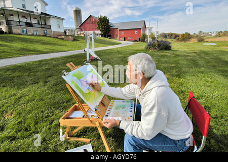 La vie Amish à Millersburg et Sugar Creek Holms County Ohio artiste Scène agricole Banque D'Images