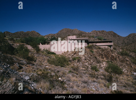 Lykes Norman House, 6836 North 36th Street, Phoenix, Arizona, 1959. De l'extérieur. Architecte Frank Lloyd Wright Banque D'Images