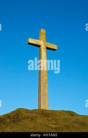 Une croix de pierre dans la région de dunes près de rolvenden, Cornwall, Angleterre dédiée à st.piran le saint patron des mineurs d'étain Banque D'Images