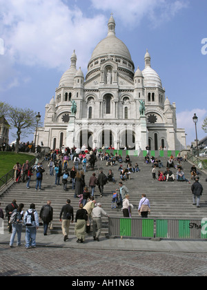 La basilique du Sacré-Cœur à Montmartre, Paris Banque D'Images