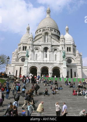 La basilique du Sacré-Cœur à Montmartre, Paris Banque D'Images