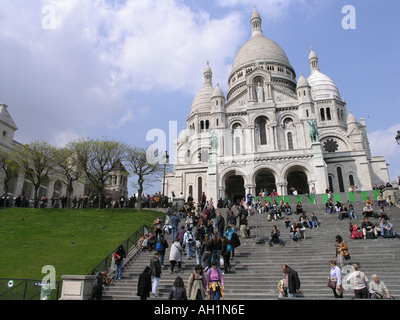 La basilique du Sacré-Cœur à Montmartre, Paris Banque D'Images