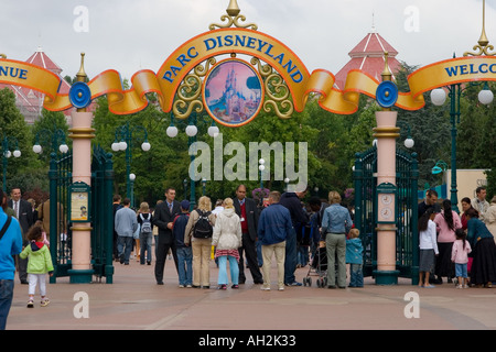 Entrée du parc. Eurodisney, France, Europe Banque D'Images