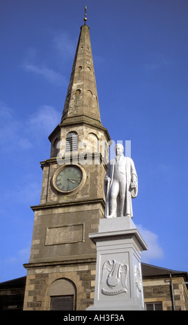 Sir Walter Scott monument à Selkirk Market Place en face de l'hôtel de ville réveil Banque D'Images